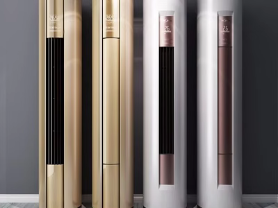 Modern Tower Air Cooler Fans With Gold And White Sleek Vertical Design 3d model