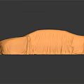 Orange Covered Car With Smooth Cloth On Dark Reflective Background 3d model