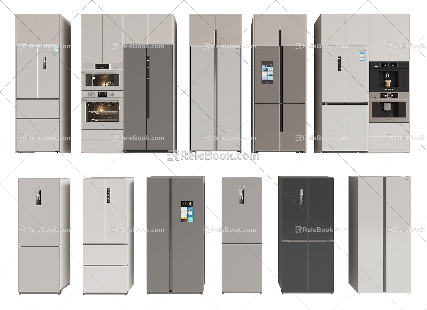 Refrigerator Single Door Refrigerator Double Door Refrigerator 3d model