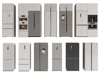 Modern Refrigerator Freezer Designs With Various Styles For Home Kitchen Appliances 3d model