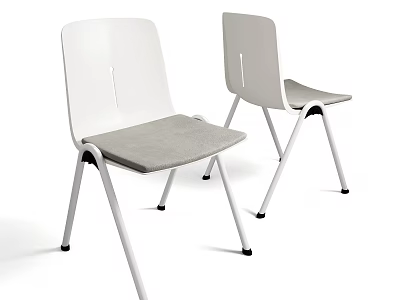 Modern Minimalist Single Chair With White Backrest Gray Cushion And Metal Legs 3d model
