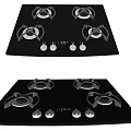 Modern Black Gas Stove With Four Burners And Knob Controls For Kitchen Use