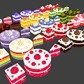 Colorful Decorated Cakes With Various Styles Creamy Toppings And Different Flavors