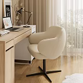 Modern Study Room With Wooden Desk Laptop Table Lamp And Comfortable Chair