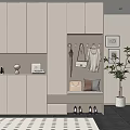 Modern Built in Shoe Cabinet with Storage Clothing Hanging Seat Decorations and Natural Light