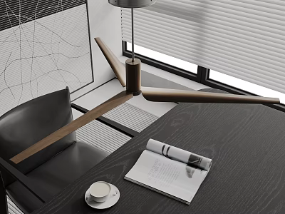 Air Conditioner Fan In Modern Office With Table Coffee And Magazine 3d model