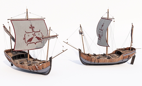 Modern ship Old wooden ship Warship 3d model