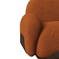 Orange Plush Accent Chair with Rounded Backrest Armrests and Sturdy Wooden Base for Living Room