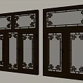 Decorative Traditional Lattice Windows With Dark Frames And Intricate Patterns Mounted On Wall 3d model