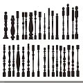 Wooden Railing Balusters With Various Designs For Staircase And Decorative Use 3d model