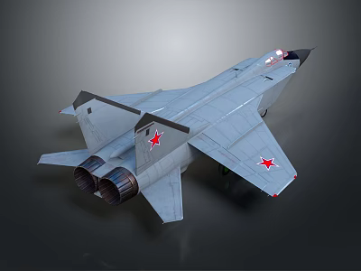 Detailed Gray Military Fighter Jet Featuring Red Star Markings And Dual Engines 3d model