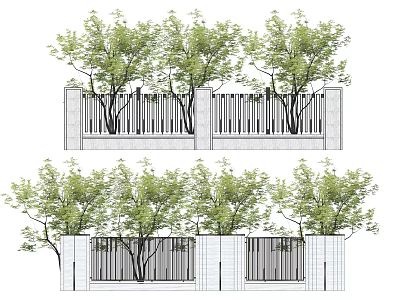 Modern Fence Wall Landscape Wall 3d model