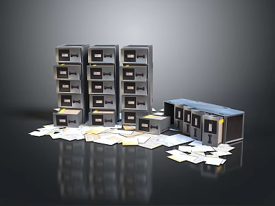 Gray Console Cabinet And Side Cabinet Stacked With Multiple Units And Storage Design 3d model