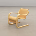 Modern Wooden Leisure Chair With Curved Armrests And Light Wood Finish Design