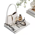 Elegant Decorative Ornament Set With Glass Vase Olive Branch Books Handbag Sunglasses And Perfume