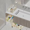 Bathroom Under Sink Storage With Organizer Boxes For Toiletries And Towels