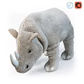 Soft Gray Stuffed Rhino Plush Toy For Children Kids Playtime Companion