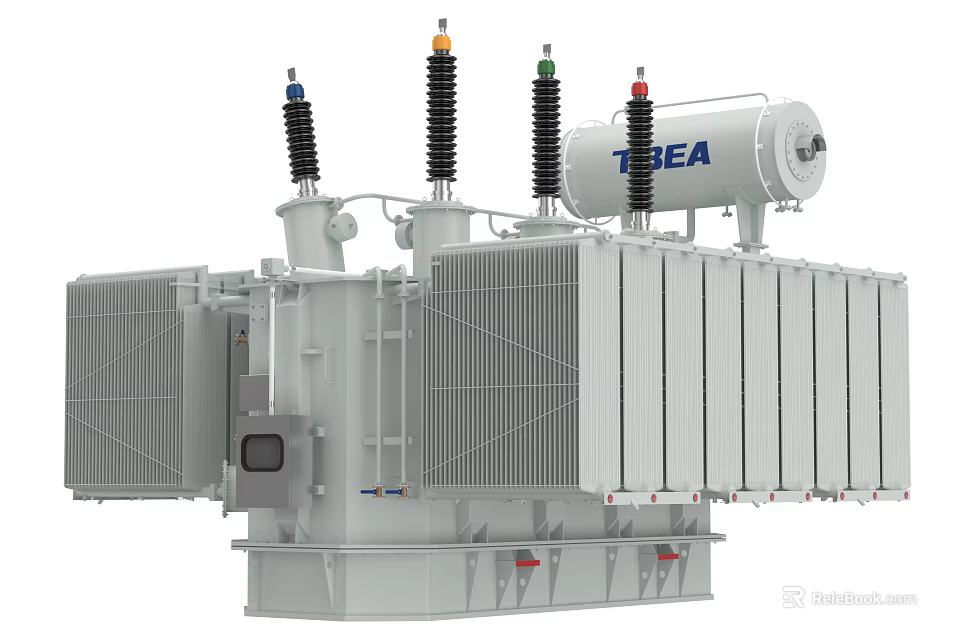 High Voltage Industrial Power Transformer TBEA With Cylindrical Bushings And Radiator Panels 3d model 