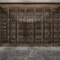 Modern Luxury Wine Cabinet With Metal Frame Glass Doors And Organized Wine Bottles