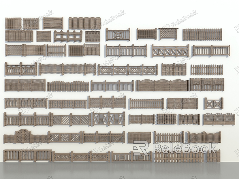 New Chinese Fence Bamboo Wooden Fence model