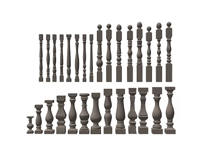 Decorative Balusters in Various Classic and Modern Designs for Home Interior Use 3d model