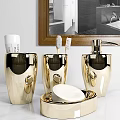 Modern Bathroom Essentials Set With White Blue Black Gold Soap Dispensers And Dishes