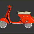 Vintage Red Scooter With Shiny Finish Beige Seat And Classic Design