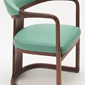 Modern Light Green Leisure Chair With Cushion Backrest And Brown Wooden Frame