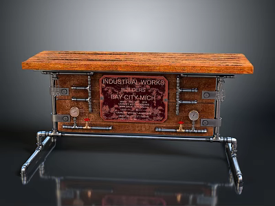 Industrial Style Workbench With Wooden Top And Metal Frame For Workshop Crafting 3d model