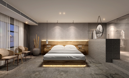 Big Bed Room Industrial LOFT Room 3d model