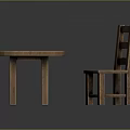 Simple Round Wooden Table with Slatted Back Chair Set Natural Wood Finish Design
