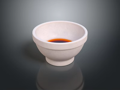 White Ceramic Tableware Set Featuring Elegant Bowl With Orange Sauce On Dark Background 3d model