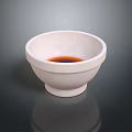 White Ceramic Tableware Set Featuring Elegant Bowl With Orange Sauce On Dark Background 3d model