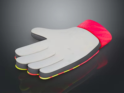 Practical Household Glove with White Palm Section Red Wrist Design and Yellow Red Edges 3d model