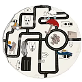 Round Rug with Traffic Road Patterns for Kids Play Area and Vehicle Icons