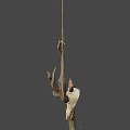 Unique Fantasy Weapon Featuring Tree Branches Animal Skull Green Leaves Glowing Lights And Blue Background