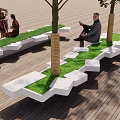 Modern tree pool tree pool seat 3d model