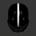Black American Football Helmet With White Stripe Metallic Facemask And Reflective Surface