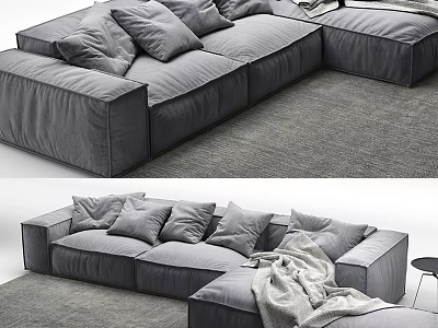 Plush Modern Sectional Sofa With Soft Cushions For Cozy Living Room Space 3d model