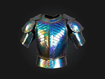 Colorful Scaled Armor With Shiny Iridescent Plates And Shoulder Guards 3d model