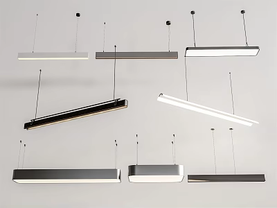 Modern Contemporary Pendant Lights With Sleek Long Linear Design And Various Colors 3d model