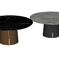 Elegant Modern Round Marble Dining Table With Sleek Black Metal Base Design 3d model