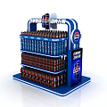 Beverage Display Rack With Pepsi Sprite 7 Up Bottled Drinks On Multiple Shelves 3d model