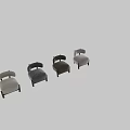 Beige Linen Lounge Chair With Curved Backrest Wooden Legs And Grey Beige Color Options