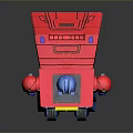 Red and Blue Robot Game Movie Character With Yellow Accents Blue Head and Legs