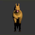 Cartoon Yellow Horse With Black Mane Tail And Legs On Dark Background