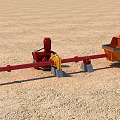 Orange Industrial Equipment With Extended Red Pipe Structure On Sandy Terrain 3d model