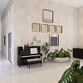 Quiet elevator hall office building elevator hall 3d model