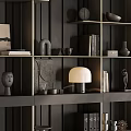 Modern Layered Bookshelf Design With Decorative Items Books And Lighting 3d model