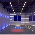 D.T Fitness Gym Modern Interior With Blue Lighting And Curved Wall Decor